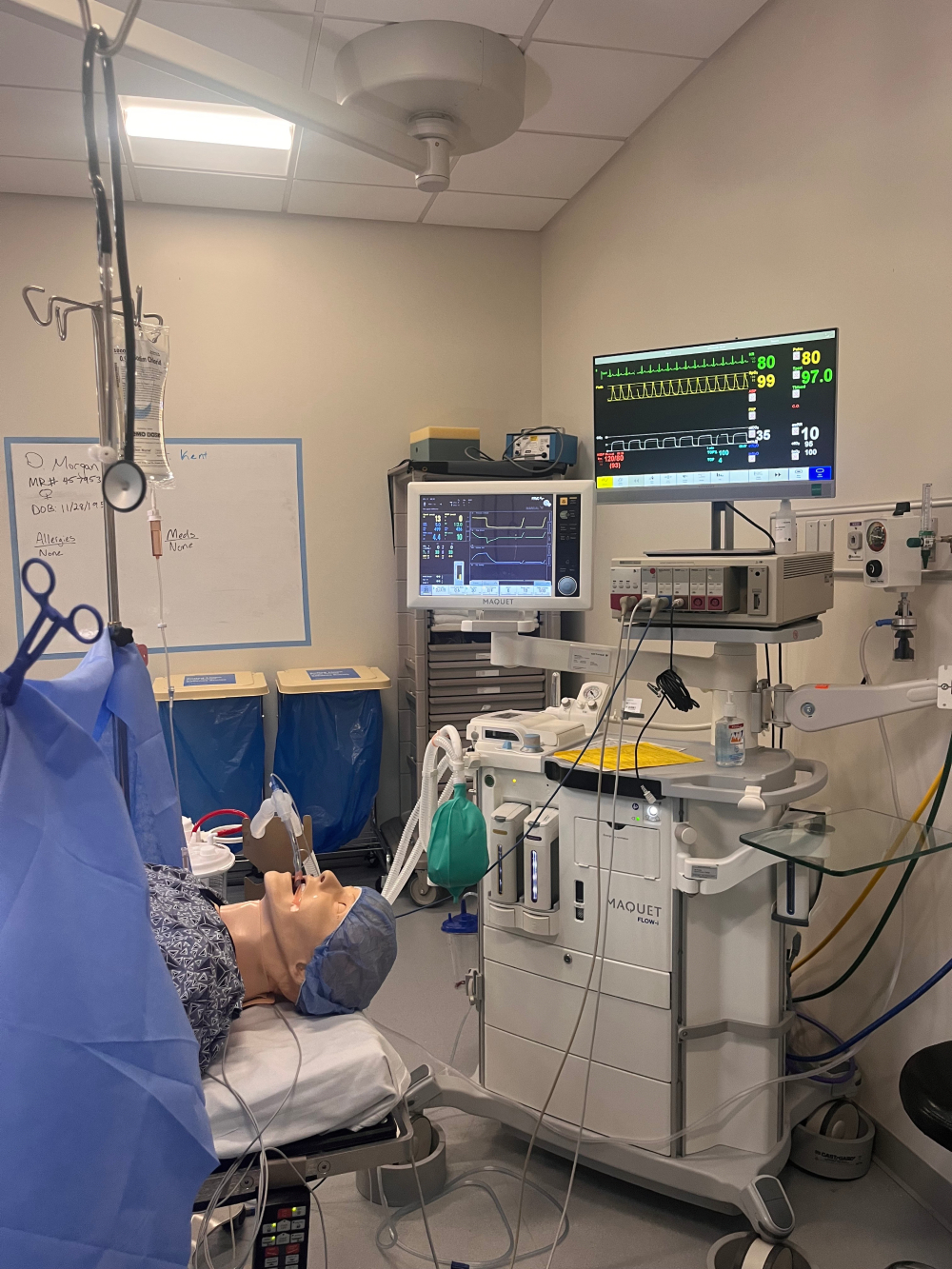 Simulated OR setup with mannequin